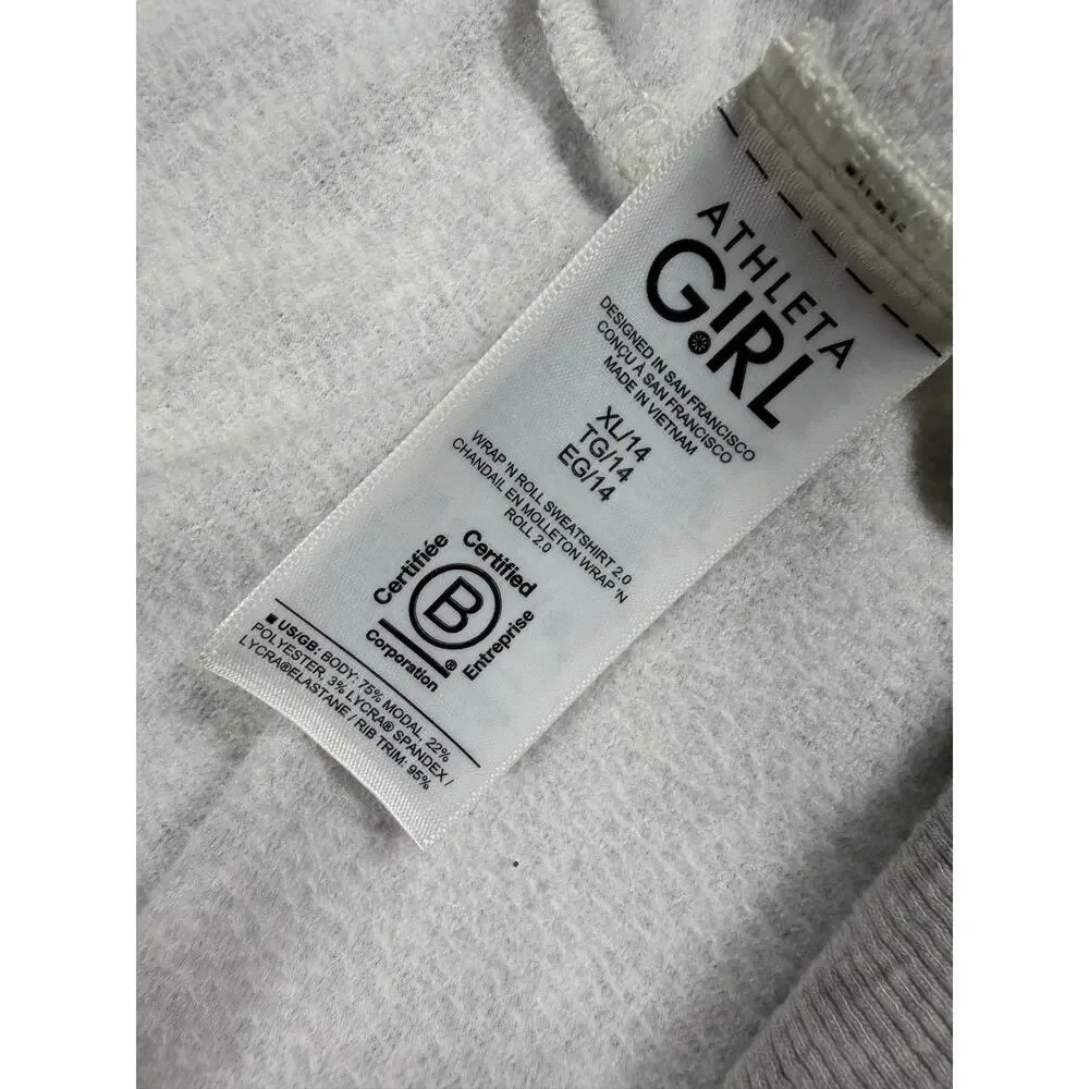Athleta Girl Wrap ’n Roll 2.0 Cardigan Fog Grey Heather Size 14 (XL)